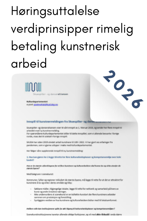 SKUDAs Horingsuttalelse verdiprinsipper rimelig betaling kunstnerisk arbeid2026